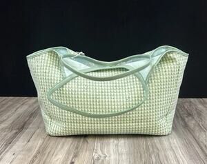 Stoney Clover Lane Green Houndstooth Scoop Tote Bag Large Shoulder Handbag NEW
